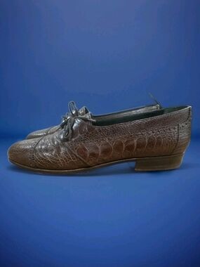 Vintage Gucci Men’s 42.5 D or 9 US Size Brown Lizard Oxfords Made in Italy Box